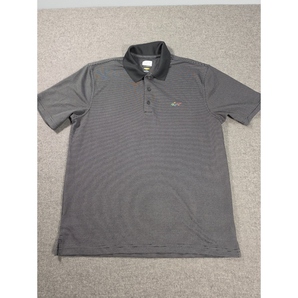 Greg Norman Golf Polo Shirt Mens Large Black Gray Microprint PlayDry Performance
